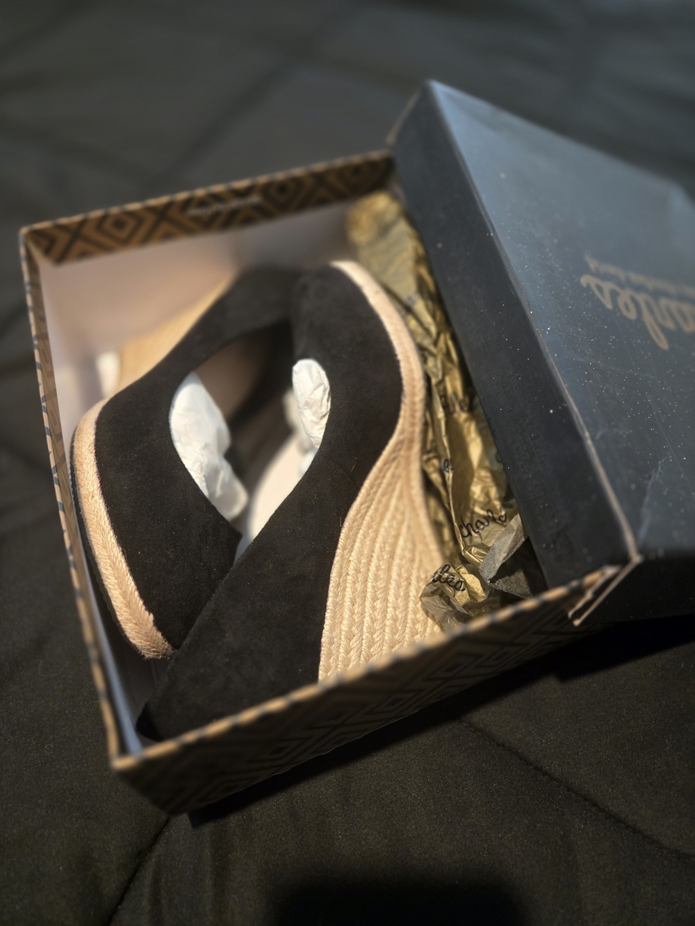 Charles By Charles David Black Suede Espadrille Wedges - Picture 4 of 7